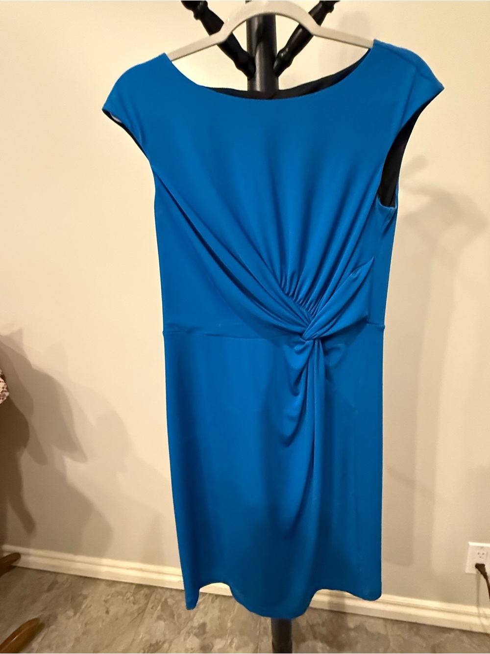 Muse by Boston Proper Elegant Twist-Detail Blue Sheath Dress